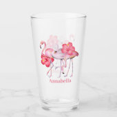 schatje flamingo voegt naam strand toe glas (Voorkant)