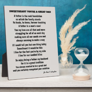 SCHATJE JE BENT EEN GOEDE PAPA gedicht Geschenkd Fotoplaat