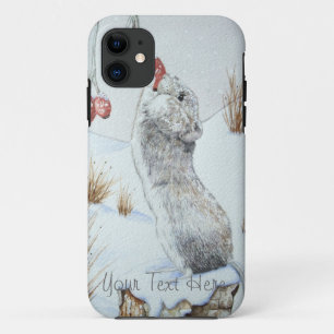 schatje muis wintersneeuwscène wild iPhone 11 hoesje