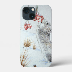 schatje muis wintersneeuwscène wild iPhone 13 mini hoesje