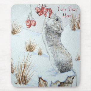 schatje muis wintersneeuwscène wild muismat