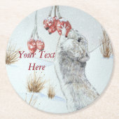 schatje muis wintersneeuwscène wild ronde kartonnen onderzetter (Voorkant)