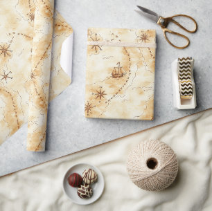Schatkaart Eiland Verjaardag Cadeaupapier