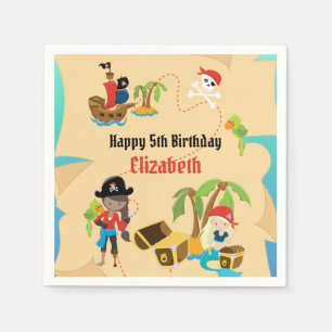 Schatkaart Schattig Meisje Piraat Verjaardagsfeest Servet