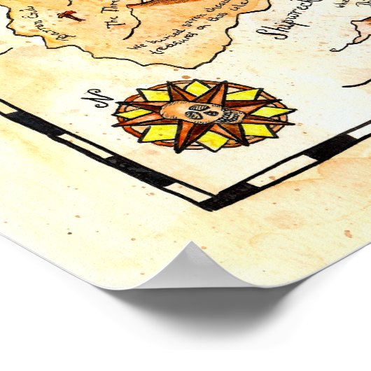 Schatkaart van het eiland Chance Poster (Hoek)