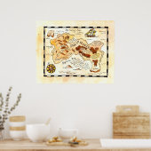 Schatkaart van het eiland Chance Poster (Keuken)