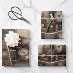 Schatkist met tandwielen inpakpapier vel