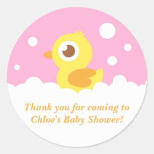 Schattelijk Eendje in Bubbelbad voor Meisjes Baby  Ronde Sticker