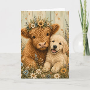 Schattelijk Hooglandkalf & Gouden Retriever Puppy Kaart