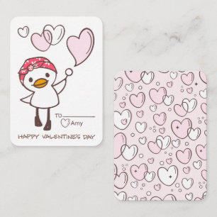 Schattelijke Eend Bubbel Hartjes Valentijnskaart K Notitiekaartje