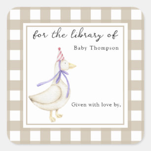 Schattelijke Kleine Gans Voor de bibliotheek van Vierkante Sticker