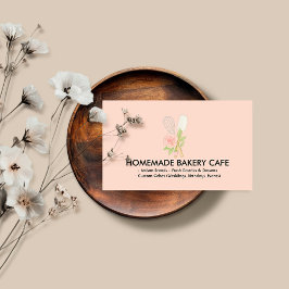 Schattelijke Roze Bloemen Cake Bakkerij Catering Visitekaartje