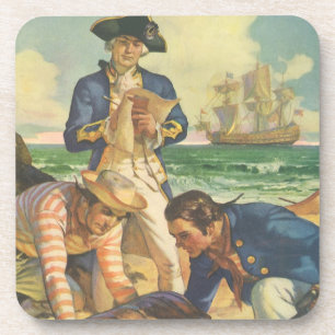 Schatteneiland, Vintage Sprookje Piraten Onderzetter