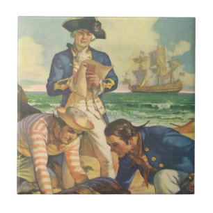 Schatteneiland, Vintage Sprookje Piraten Tegeltje