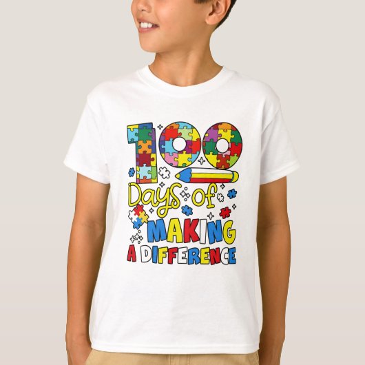 Schattig 100 dagen maken van een verschil puzzel i t-shirt (Voorkant)
