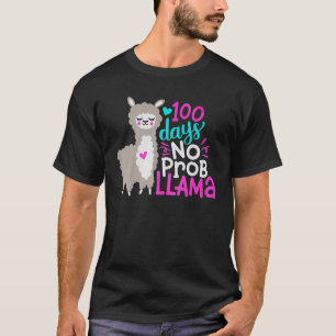 Schattig 100 dagen school geen probleem lama 100st t-shirt