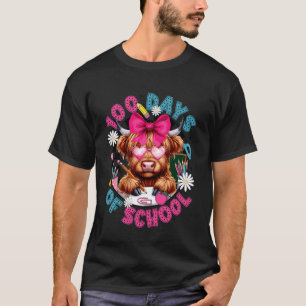 Schattig 100 dagen school Hooglandrund & strik 100 T-shirt