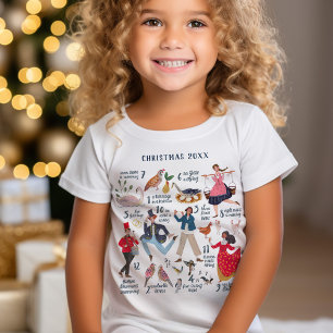 Schattig 12 dagen kerst klassieker kinderen meisje t-shirt