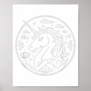 Schattig 2026 Eenhoorn Jaar Van Het Paard Fortune Poster