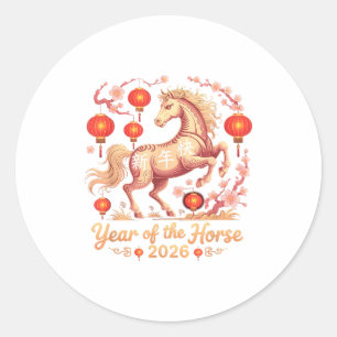 Schattig 2026 Jaar Van Het Paard Fortune Ruiter Ma Ronde Sticker