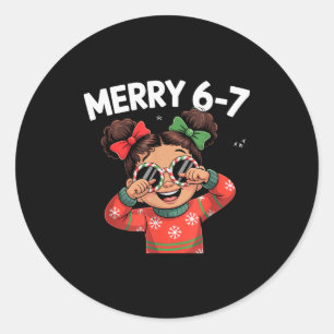 Schattig 6 7 Zes Zeven Meme Kerst Vrouwen Mannen K Ronde Sticker
