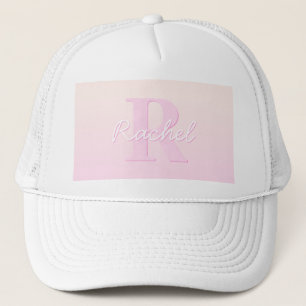 Schattig aanpasbaar monogram Perzik & Roze Ombre Trucker Pet