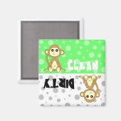 Schattig Aap Schoon/Vuile Vaatwasser Magneet (Voorkant / Achterkant)