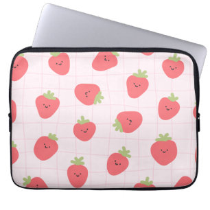 Schattig Aardbei Patroon – Kawaii Aardbei Laptop Sleeve