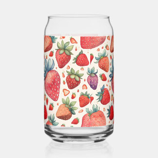 Schattig aardbei roze patroon blikvorm glas