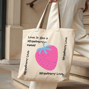 Schattig aardbeienliefde – Valentijnsdag boodschap Tote Bag