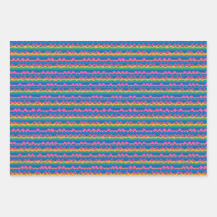 Schattig Abstract Retro Neon Stippen Strepen Patro Inpakpapier Vel