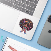 schattig afro boho meisje sticker (Laptop met iPhone)