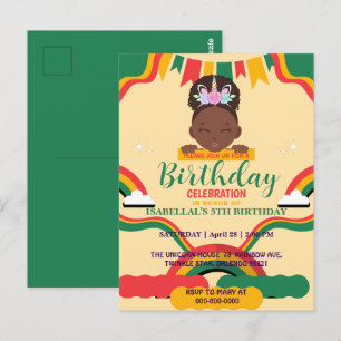Schattig afro eenhoorn Afro-Amerikaanse meisjes Ve Briefkaart