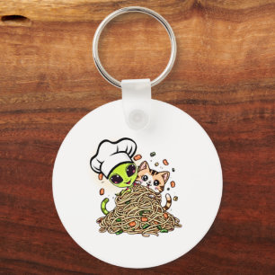 Schattig Alien Chef Kitten Sleutelhanger