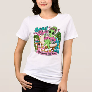 Schattig Alien Meisje Goede Vibes Blijf Gehydratee Tri-Blend Shirt