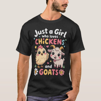 Schattig Alleen Een Meisje Dat Van Kip En Geit Plu T-shirt