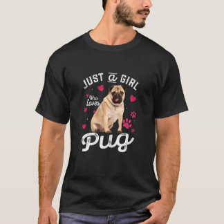 Schattig Alleen Een Meisje Dat Van Pug Hond Houdt T-shirt