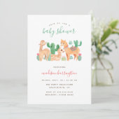 Schattig Alpaca Llama Cactus Boho Baby shower Kaart (Staand voorkant)