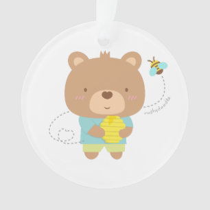 Schattig Amusant Paar Mannetjesbeer en Bij Ornament