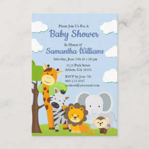 Schattig Animal Friends Baby shower Uitnodiging