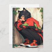 Schattig anime catgirl briefkaart (Voorkant / Achterkant)