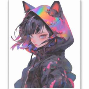 Schattig anime catgirl sticker