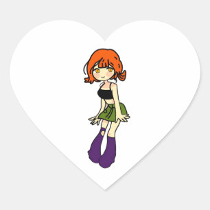 schattig anime chibi meisje hart sticker