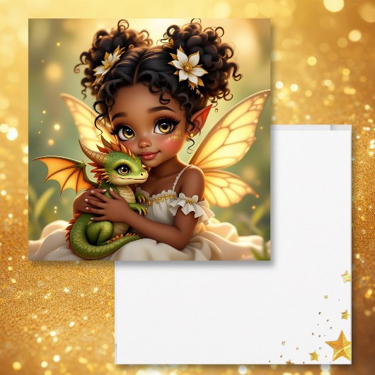Schattig Anime Feeënmeisje en Chibi Draak Kaart