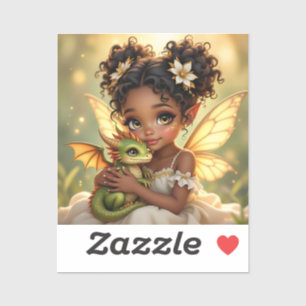 Schattig Anime Feeënmeisje en Chibi Draak Sticker