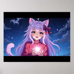 Schattig Anime Kat Meisje Poster