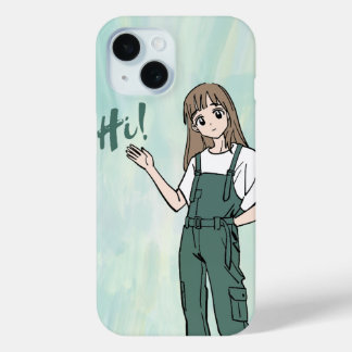 Schattig Anime Meisje "Hallo!" iPhone Hoesje - Kaw