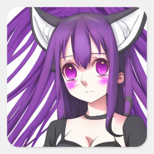 Schattig anime meisje met vossenoren vierkante sticker