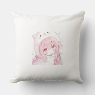 Schattig Anime-Style Meisje Kussen