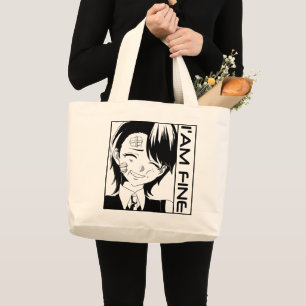 Schattig Animepersonage: "IK GA WEL" Grote Tote Bag